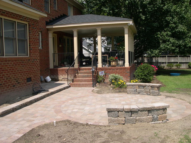 Outdoor paved walkway and patio.